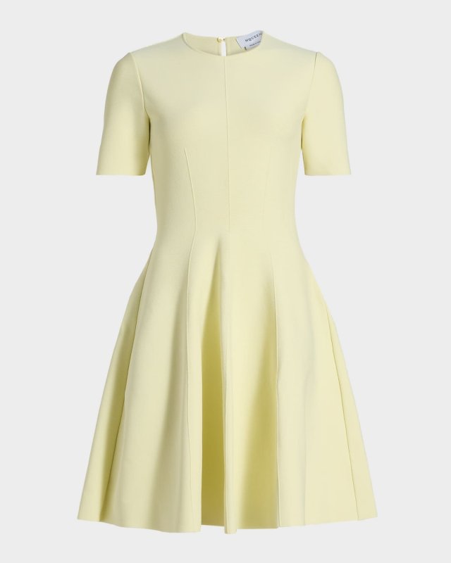 Seamed Short-Sleeve Mini Dress